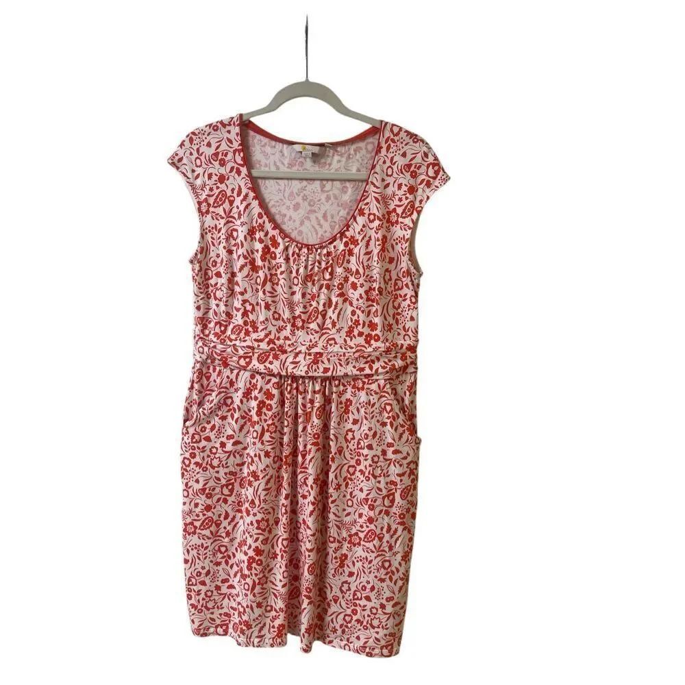 Boden knit dress red and white floral US size 12R